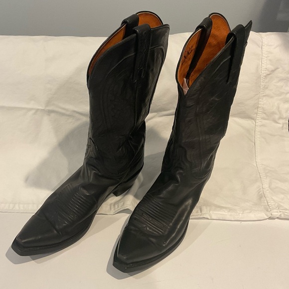 Lucchese Black Leather Women's Western Mid-Calf Boots - Picture 2 of 9